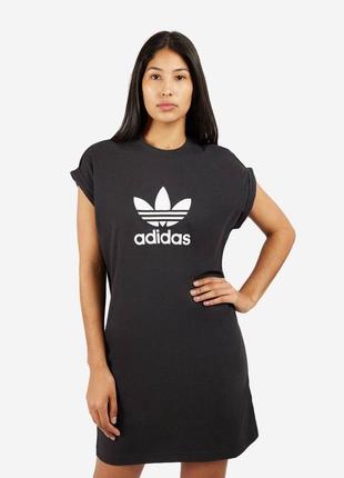 Хлопковое платье adidas originals цвет черный mini прямая ic5483-black4 фото