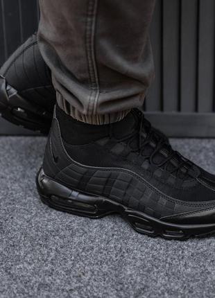 Мужские зимние кроссовки nike am 95 sneakerboot black.5 фото