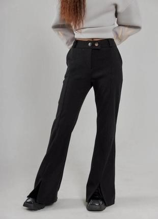 Черные брюки клеш с разрезом для девочки