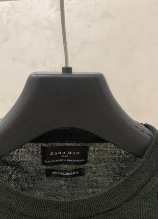 Свитер джемпер свитшот zara шерстяной мужской хаки6 фото