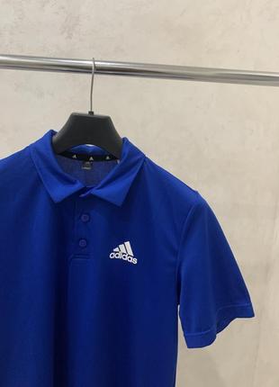 Спортивная футболка adidas синяя поло4 фото