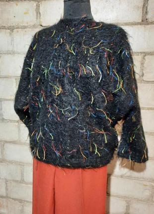 Стильний светр оверсайз з мохером нитки декор