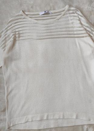 Белая кофта тонкий свитер лонгслив реглан с сеткой на плечах прозрачная оверсайз джемпер батал больш2 фото