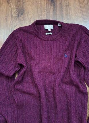 Теплий светр jack wills вишового кольору, шерсть, розмір m-l.