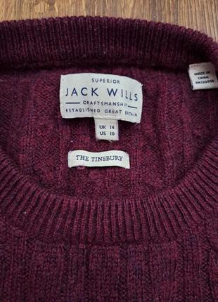 Теплый свитер jack wills вишевого цвета, шерсть, размер m-l.4 фото