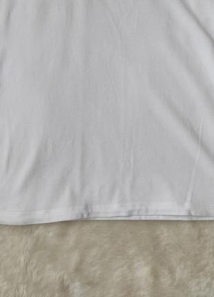 Белая натуральная футболка с вырезом декольте стрейч майка с треугольным вырезом женская3 фото