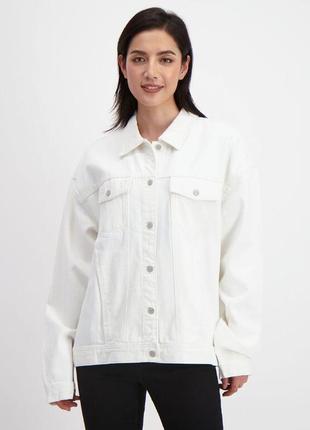 Белая женская джинсовая куртка пиджак джинс деним хлопок стрейч батал джинсовка большого размера2 фото