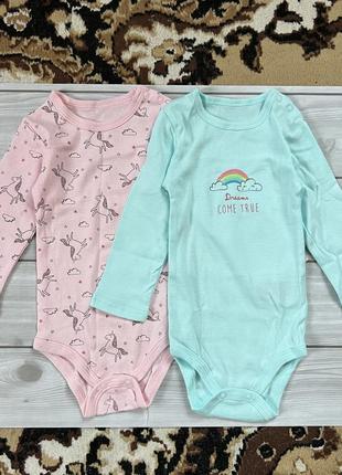 Набір 2 шт боді з довгим рукавом для дівчинки 74 см 6-9 міс cool club