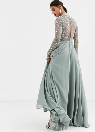 Платье макси asos design tall с линейным декором и юбкой с запахом2 фото