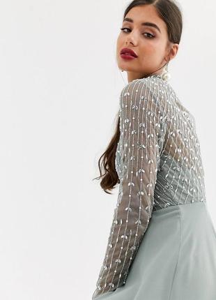 Сукня максі asos design tall з лінійним декором і спідницею з запахом3 фото