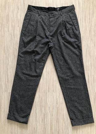 Стильные теплые полушерстяные брюки соль/перец от h&m, размер 54, укр 54-56-58
