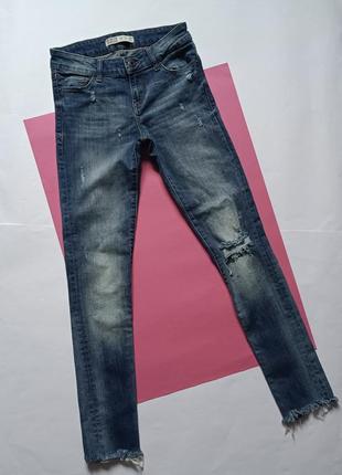Супермодные стильные синие джинсы скинни узкие zara