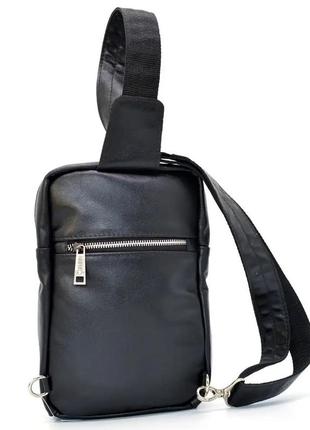 Сумка слинг, рюкзак на одну шлей мужской кожаный коричневый8 фото