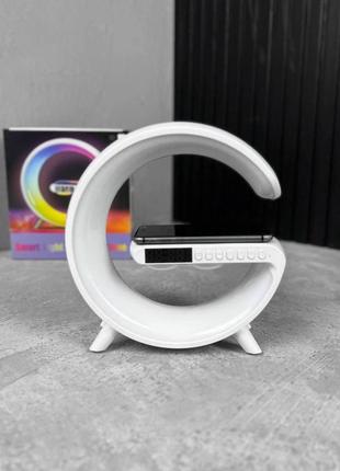 Настільна лампа smart нічник гучна біла bluetooth колонка 3w бездротова зарядка rgb 15w лампа декор в кімнату.3 фото