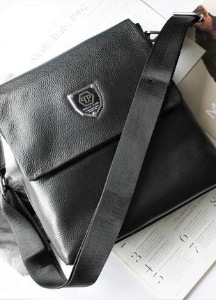 Мужской подарочный набор - сумка и кошелек philipp plein черный2 фото