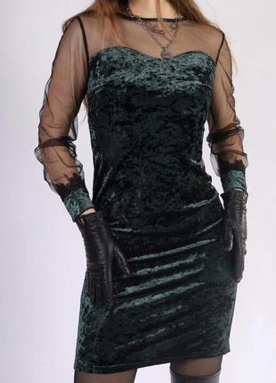Велюрове плаття в кольорі смарагд 44-46, 46-48 розмір2 фото