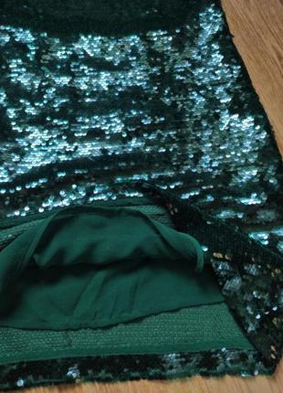 Смарагдова сукня з пайетками з тонкими бретелями від zara5 фото