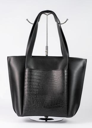 Жіноча сумка шопер чорна сумка шоппер класична сумка містка сумка чорний шопер чорний шоппер