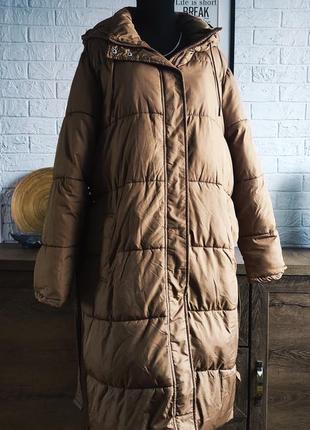 Куртка пуховик плащ бежевый коричневый горчичный макси new look,l,xl,42-44