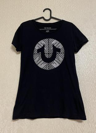 True religion жіноча чорна футболка з лого модал + бавовна р. s