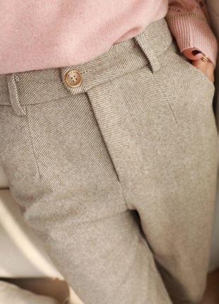 Теплые шерстяные стильные прямые брюки1 фото