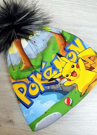 Тепла шапка з пікачу, розмір 50-53