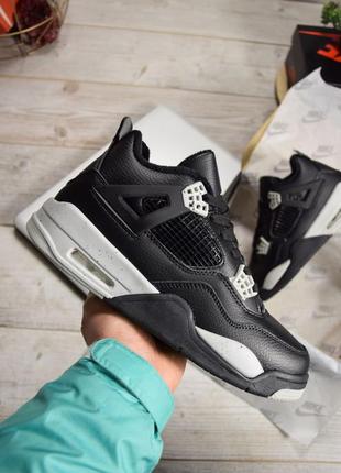 Зимние мужские кроссовки nike neck air jordan 4 black gray