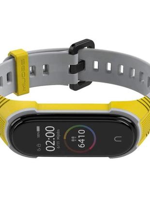 Ремінець для фітнес-браслету xiaomi mi band 3 та 4 sport 2 сірий з жовтим3 фото