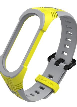 Ремінець для фітнес-браслету xiaomi mi band 3 та 4 sport 2 сірий з жовтим