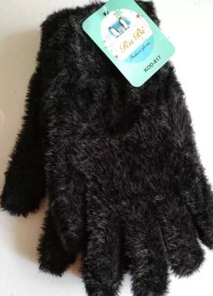 Распродажа, рукавицы двойные женские, новые, шерсть альпаки, очень теплые, зимние, цвет черный2 фото