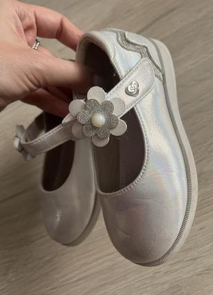 Белые, перламутровые туфли, 25р, 17,5 см3 фото