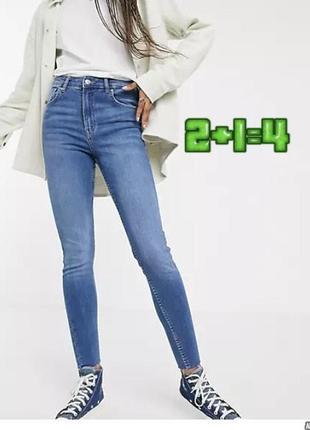 💝2+1=4 фирменные зауженные синие джинсы скинни стрейч denim co, размер 46 - 48