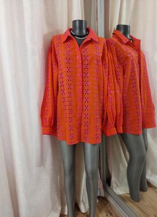 Шикарная с объемными рукавами рубашка 👕 прошва большого размера