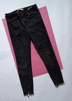 Супмодные черые узкие короткие джинсы zara