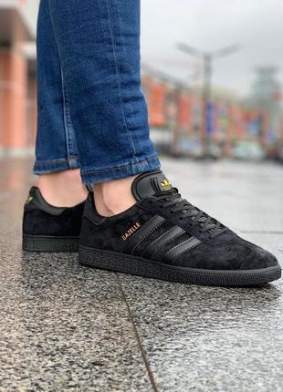 Кроссовки мужские adidas gazelle, черные (адидас газели, адидасы, кросівки)3 фото