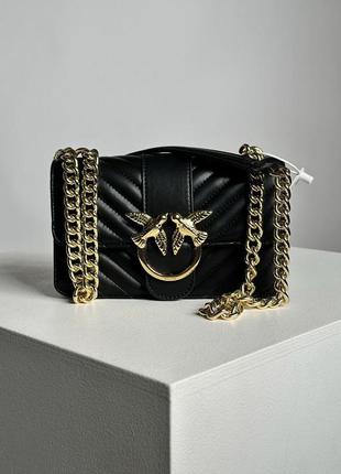 Шкіряна сумка 👜 pinko classic mini love bag one chevron black/gold