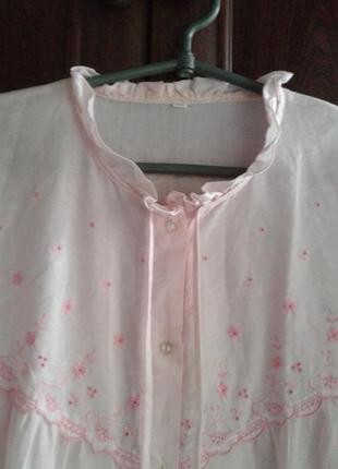 Нічна сорочка тканинна блідо-рожева з прошвою швейцарською батал4 фото