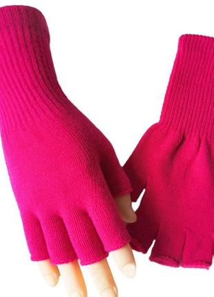 Неоново-розовые удлиненные перчатки митенки,рукавицы4 фото