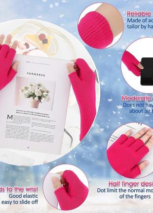Неоново-розовые удлиненные перчатки митенки,рукавицы2 фото