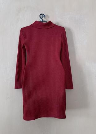 Тепла зимова сукня плаття розмір xs s коттон бордового кольору2 фото