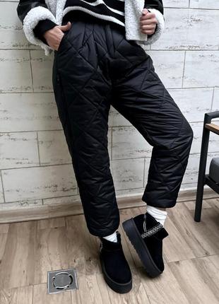 Зимові теплі штани дутики із плащівки на синтепоні1 фото