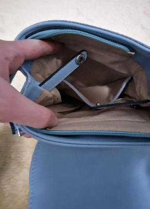 Женский синий рюкзак на магнитных застежках5 фото
