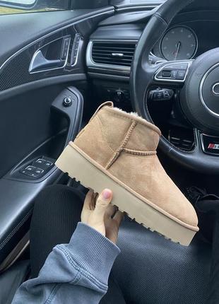 Угги ugg ultra mini platform chestnut