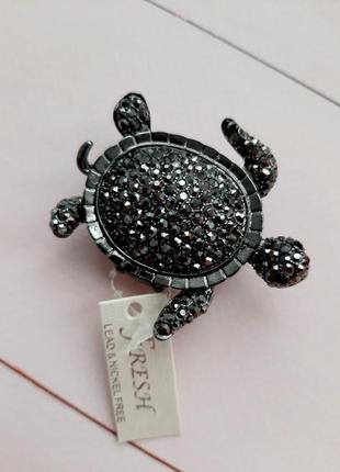 Большое акцентное кольцо черепаха необычное украшение