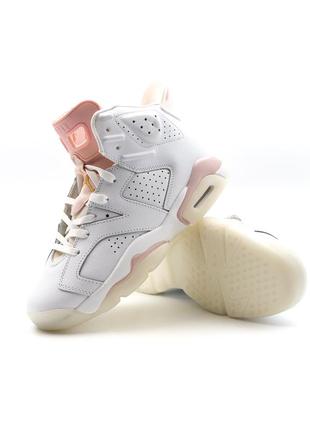 Кросівки жіночі nike air jordan 6 retro white pink