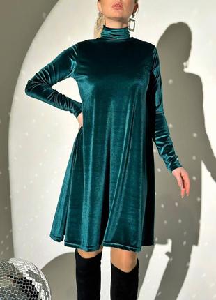 Бархатна оксамитова міні сукня вільного крою6 фото