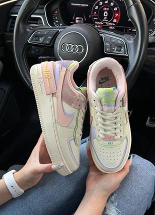 Женские кроссовки nike air force 1 shadow beige pink <unk> найк форсы <unk> кожа <unk> весна, лето, осень <unk> обувь