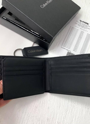 Чоловічий гаманець calvin klein чорний / портмоне з брелоком подарунок на новий рік2 фото