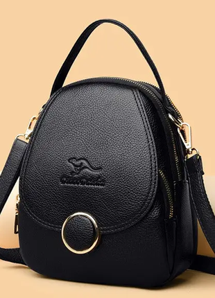 Женский кожаный черный зеленый коричневый фиолетовый красный рюкзак портфель ранец...