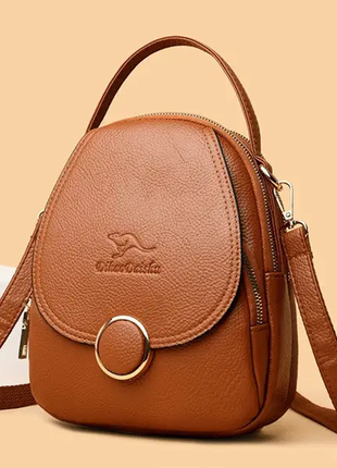 Женский кожаный черный зеленый коричневый фиолетовый красный рюкзак портфель ранец...